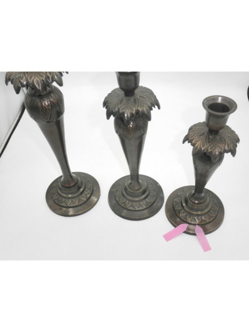 Bronze Tone Elegant Vintage Graduated Metal Candlestick Holders Set of 3 - Picture 6 of 9